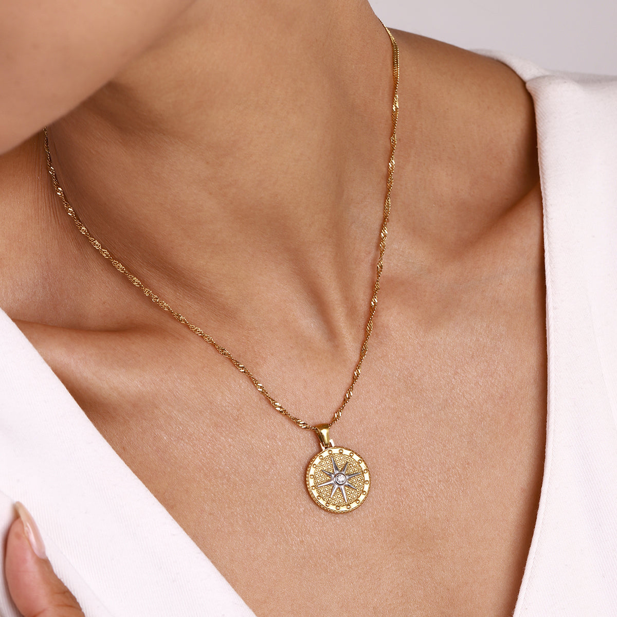 True North Two Tone Premium Necklace - 18K Gold Plated