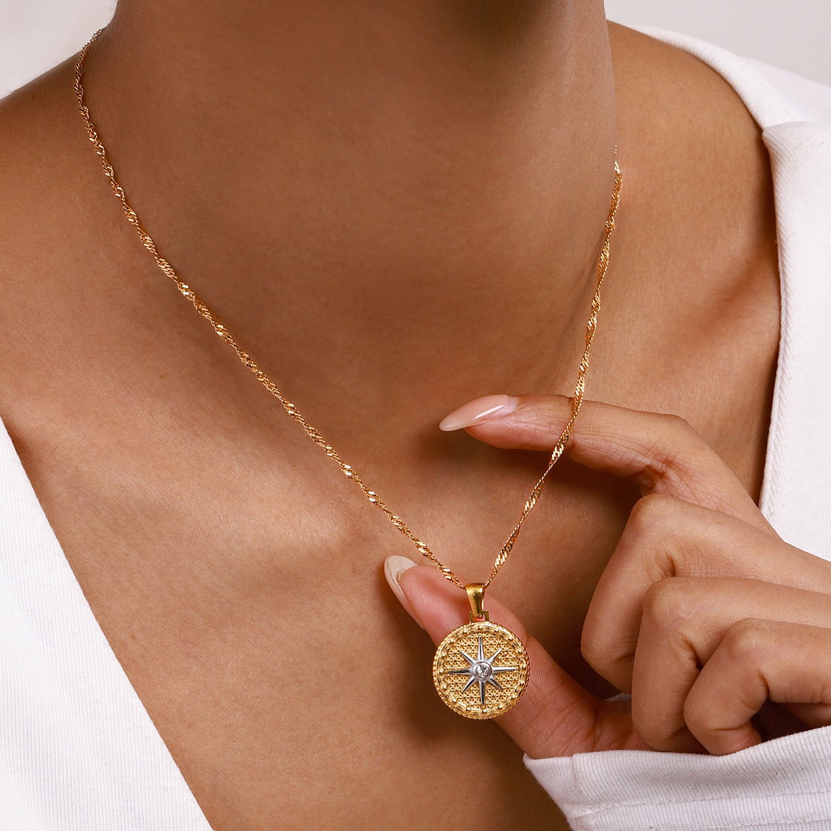True North Two Tone Premium Necklace - 18K Gold Plated