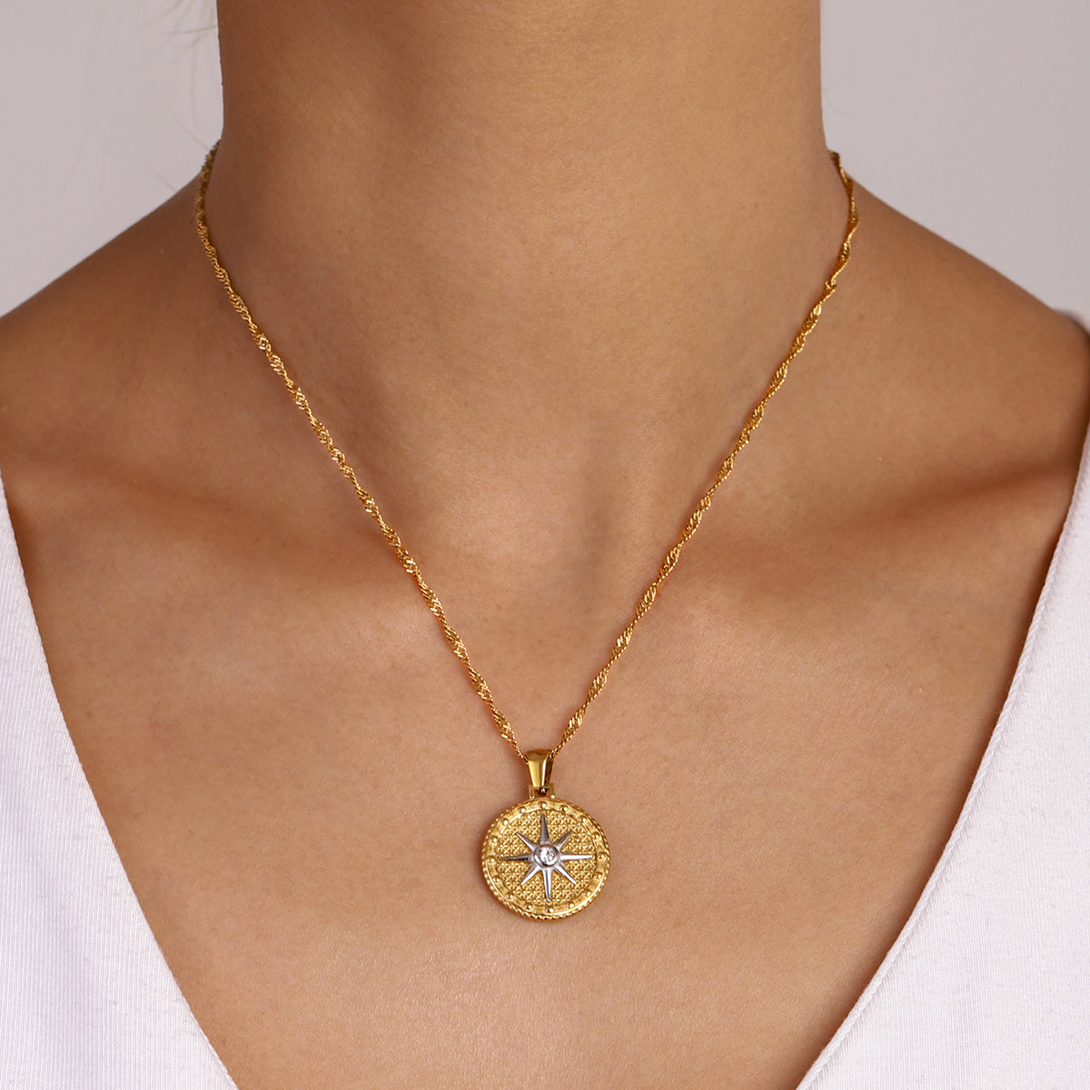 True North Two Tone Premium Necklace - 18K Gold Plated