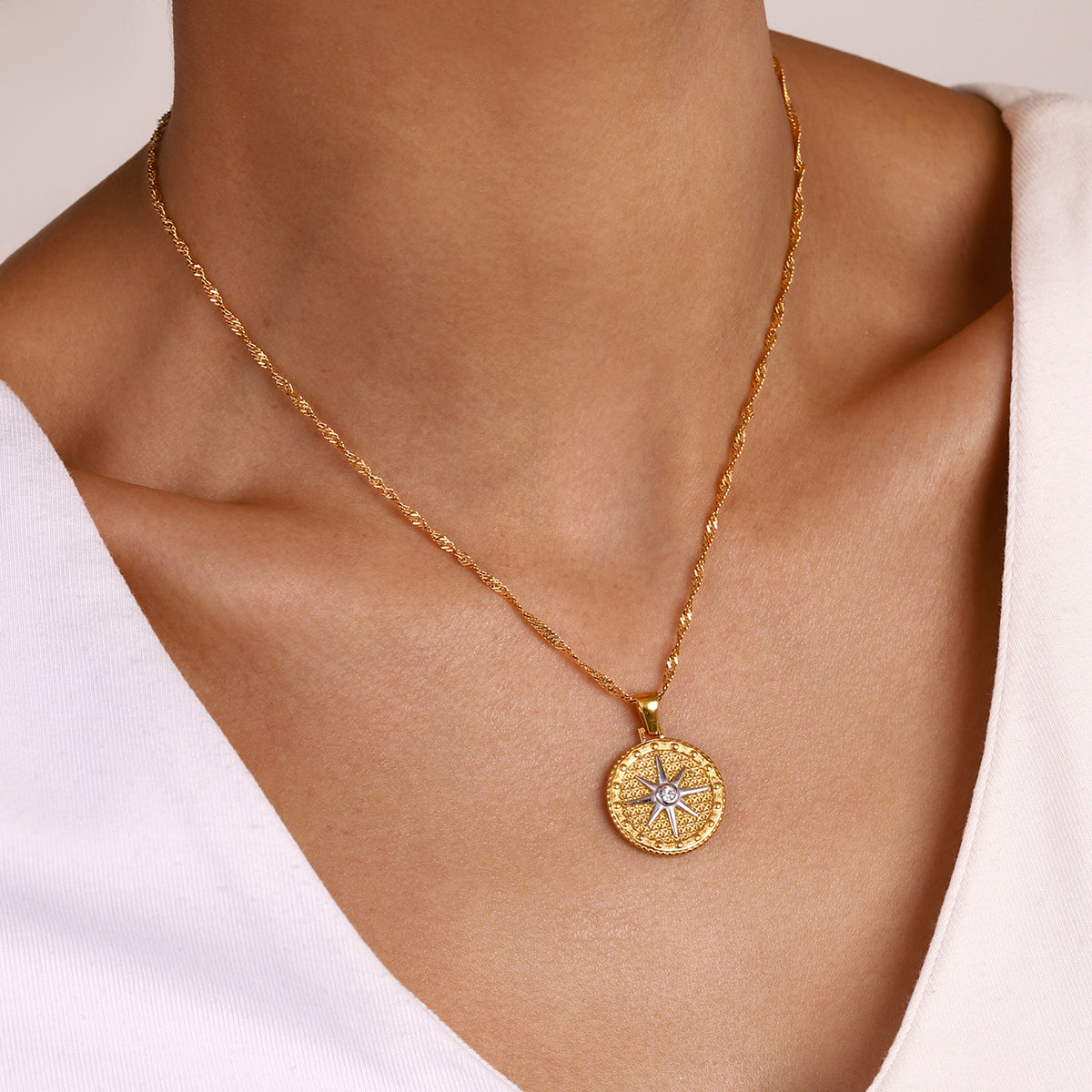 True North Two Tone Premium Necklace - 18K Gold Plated