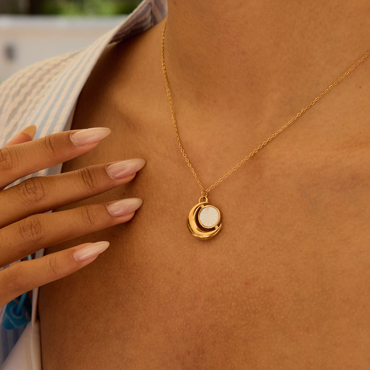 Gemma Moon & Sun Premium Necklace - 18K Gold Plated