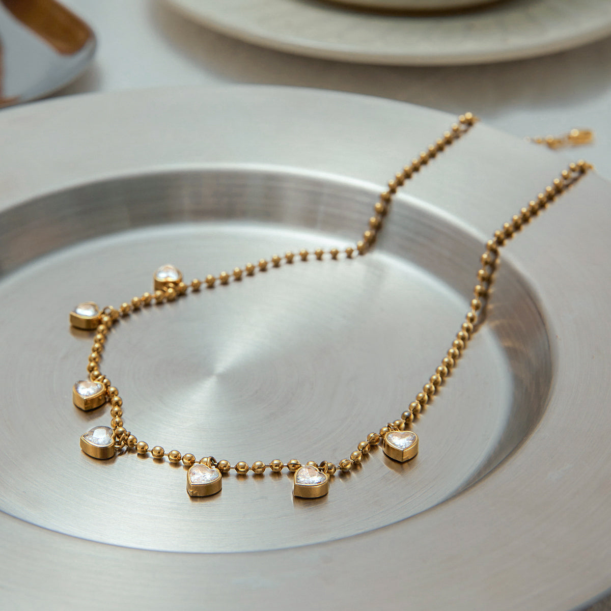 Heart Bead Premium Necklace - 18K Gold Plated