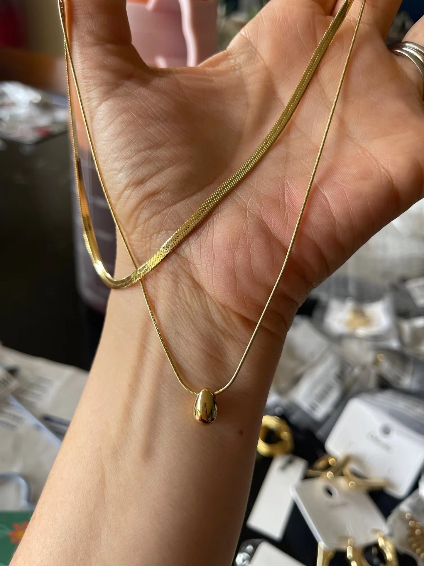 Serpenti tear Drop Layered Premium Necklace - 18K Gold Plated