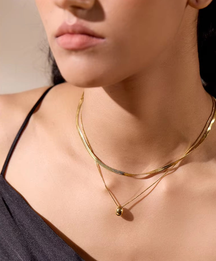 Serpenti tear Drop Layered Premium Necklace - 18K Gold Plated