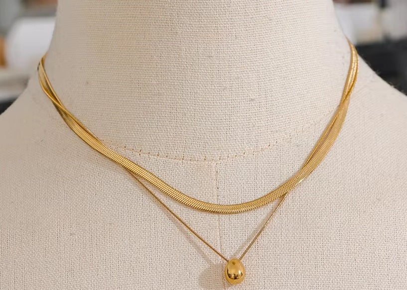 Serpenti tear Drop Layered Premium Necklace - 18K Gold Plated