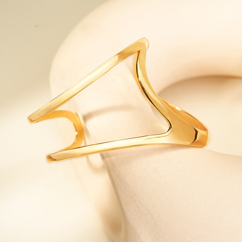 Lyra Wrap Designer Premium Brass Cuff - 18K Gold Plated