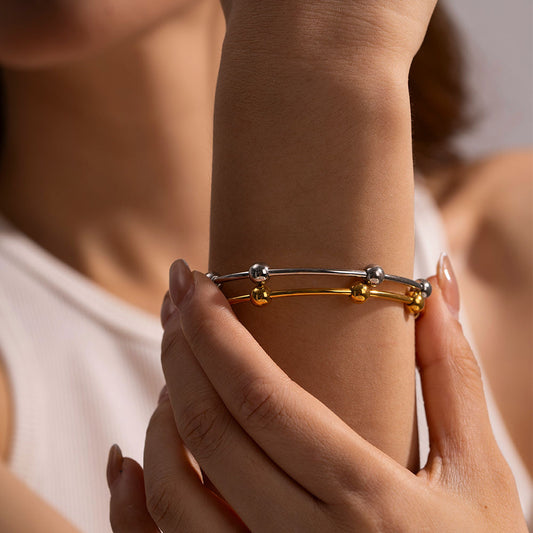 Diorelle Bead Cuff Premium Bracelet - 18K Gold Plated