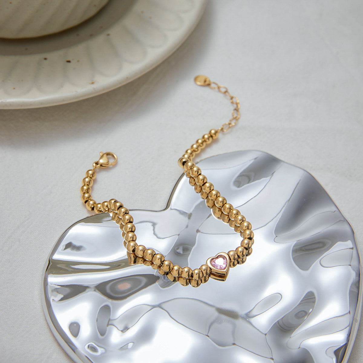 Heart Bead Premium Bracelet - 18K Gold Plated