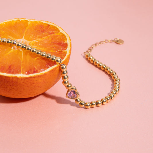 Heart Bead Premium Bracelet - 18K Gold Plated
