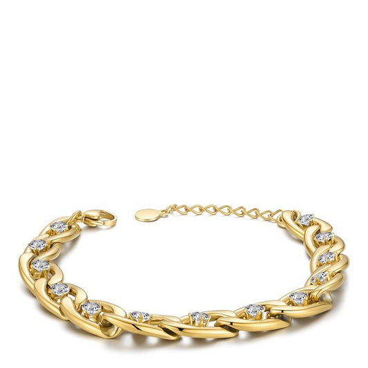 Crystal Chain  Designer Premium Bracelet- 18K Gold Plated