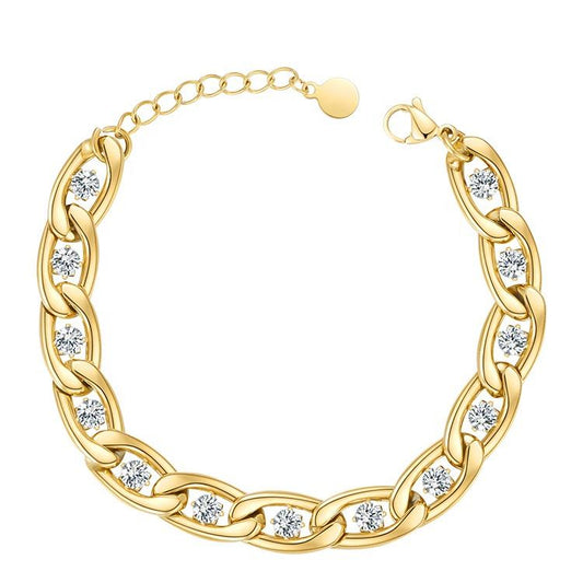 Crystal Chain  Designer Premium Bracelet- 18K Gold Plated