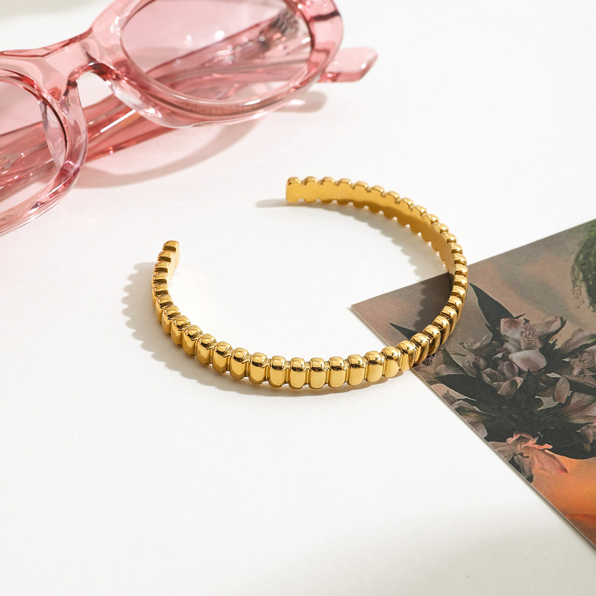 Ribbed Premium Cuff Bracelet - 18K Gold Plated