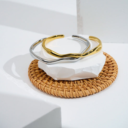 Tula Irregular Cuff Designer Premium Bracelet - 18K Gold Plated