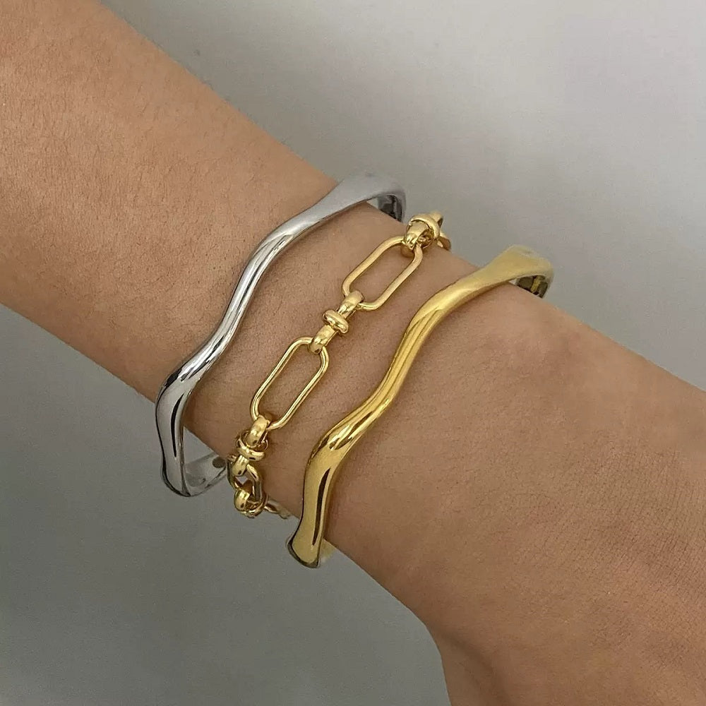 Tula Irregular Cuff Designer Premium Bracelet - 18K Gold Plated