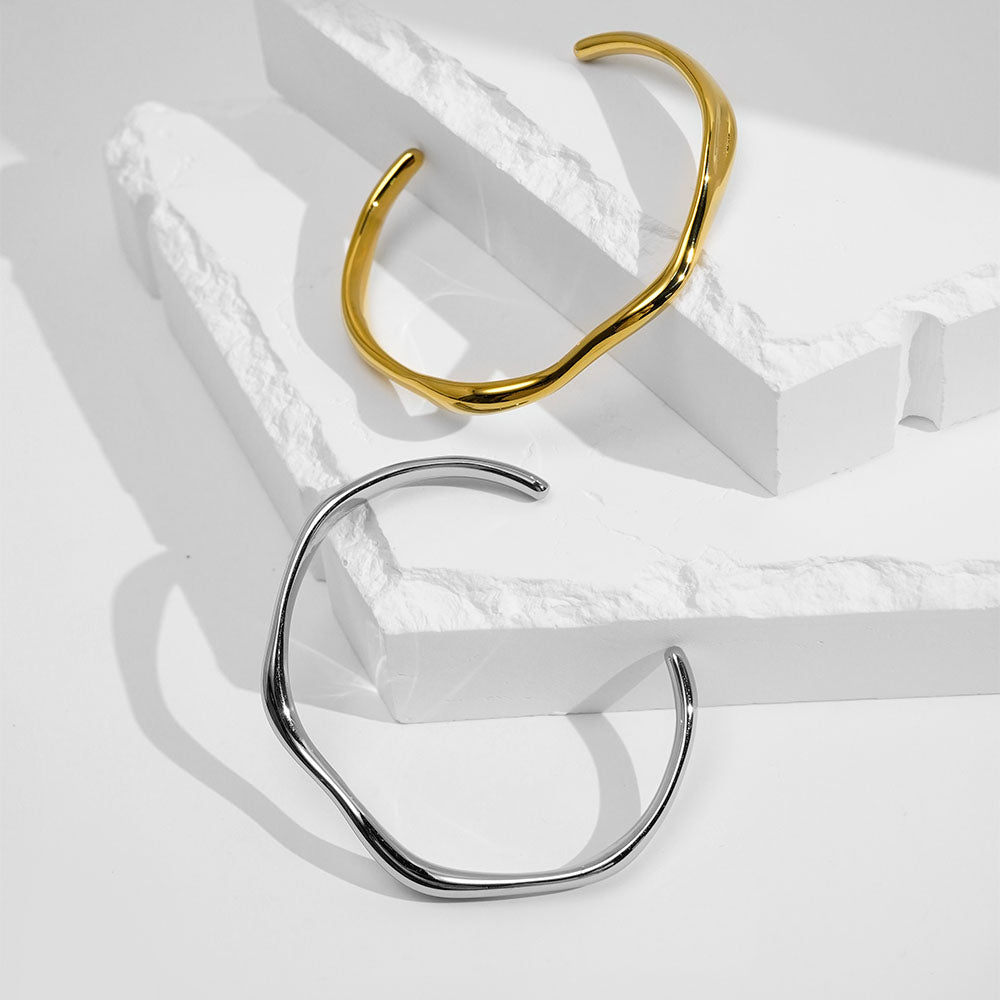 Tula Irregular Cuff Designer Premium Bracelet - 18K Gold Plated