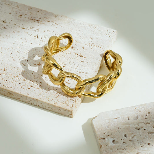 Sia Cuff Designer Premium Bracelet - 18K Gold Plated