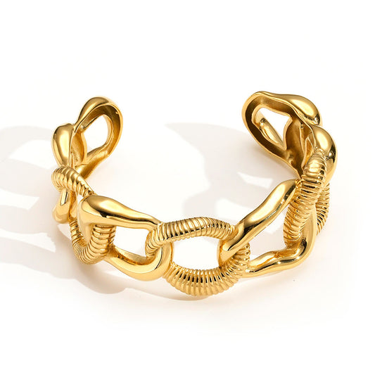 Sia Cuff Designer Premium Bracelet - 18K Gold Plated