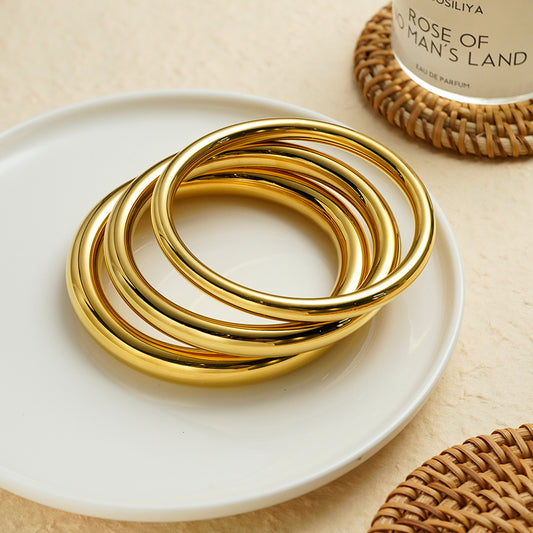 Eda Thick Bangle Designer Premium Bracelet - 18K Gold Plated
