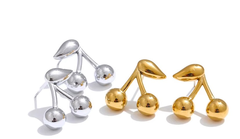 Cherry Stud Premium Earrings - 18K Gold Plated