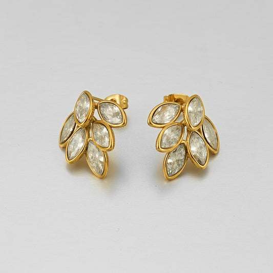 Shimmering Plume Designer Premium Earrings - 18K Gold Plated