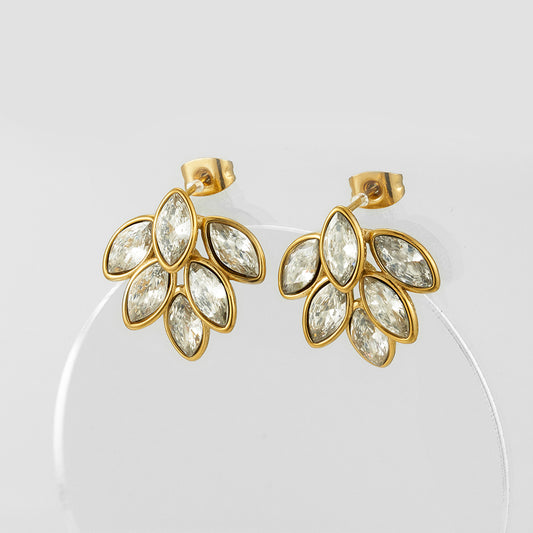 Shimmering Plume Designer Premium Earrings - 18K Gold Plated