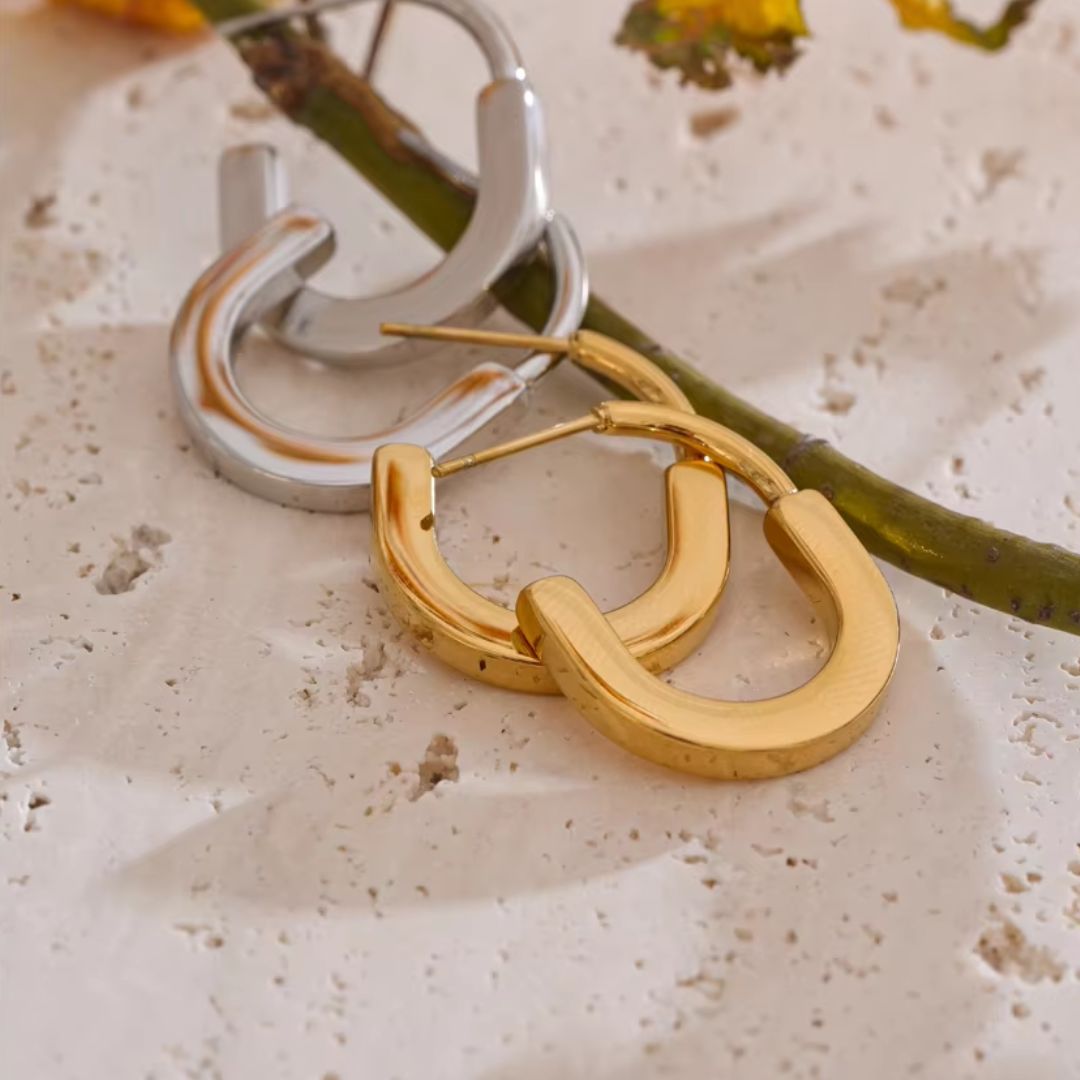 Roselle Hoop Premium Earrings - 18K Gold Plated