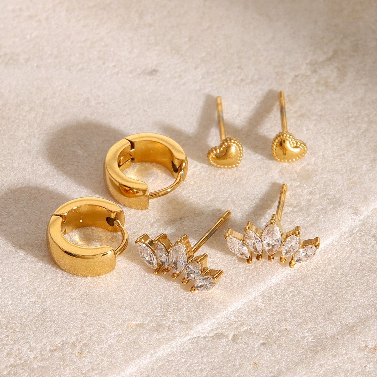 Nira Stack Set  Premium Earrings - 18K Gold Plated
