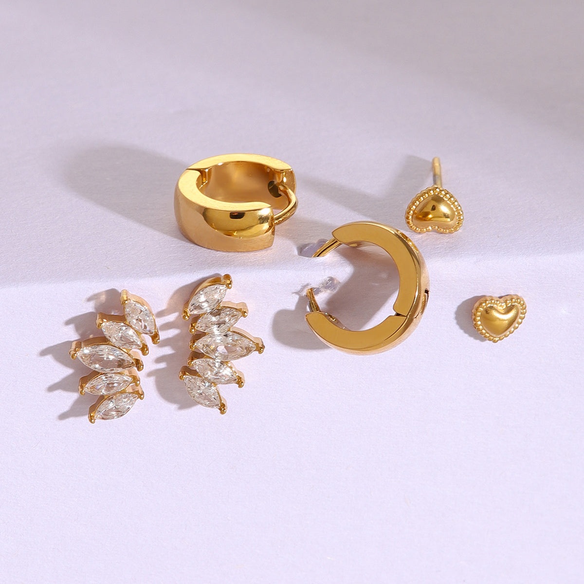 Nira Stack Set  Premium Earrings - 18K Gold Plated
