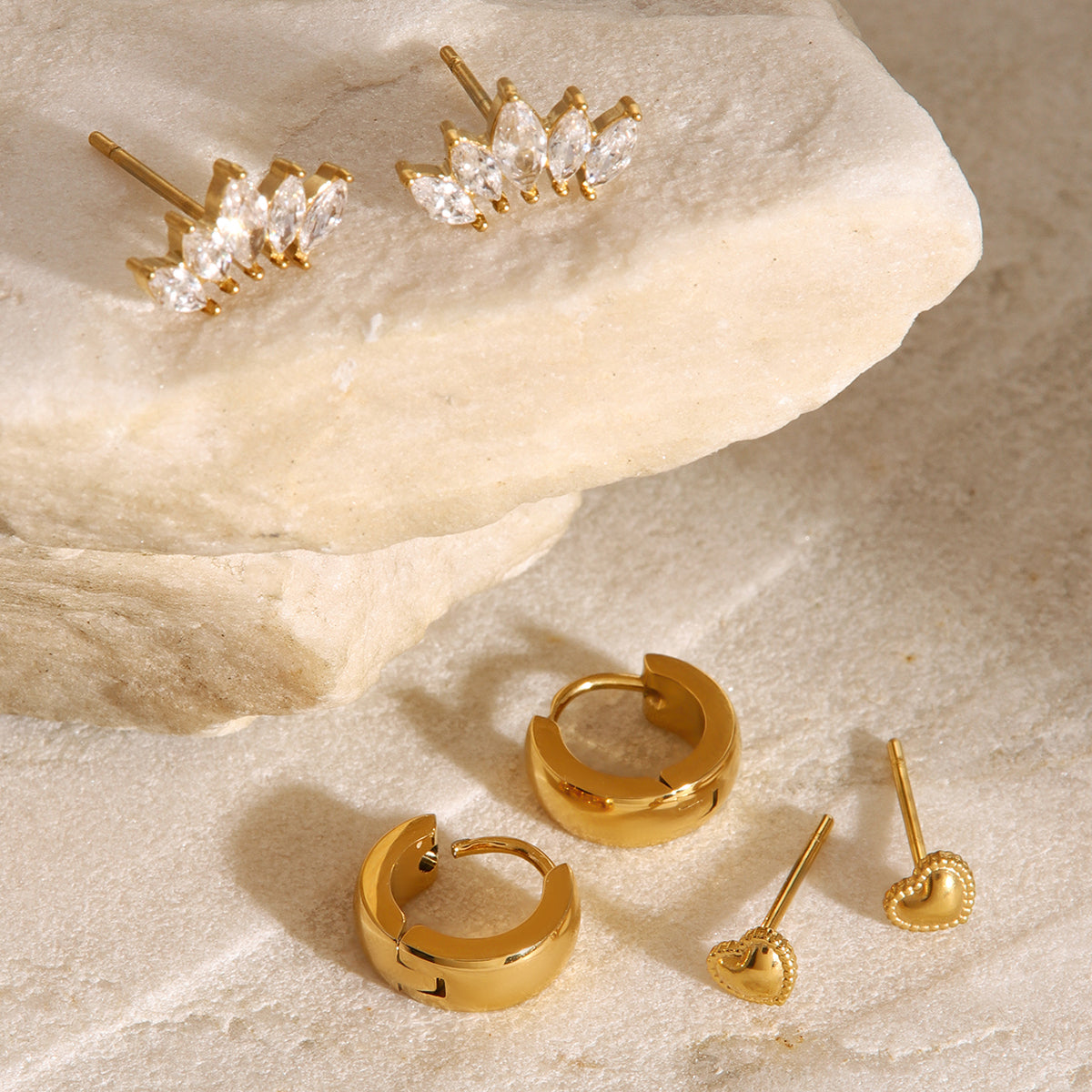 Nira Stack Set  Premium Earrings - 18K Gold Plated