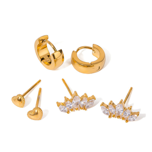 Nira Stack Set  Premium Earrings - 18K Gold Plated