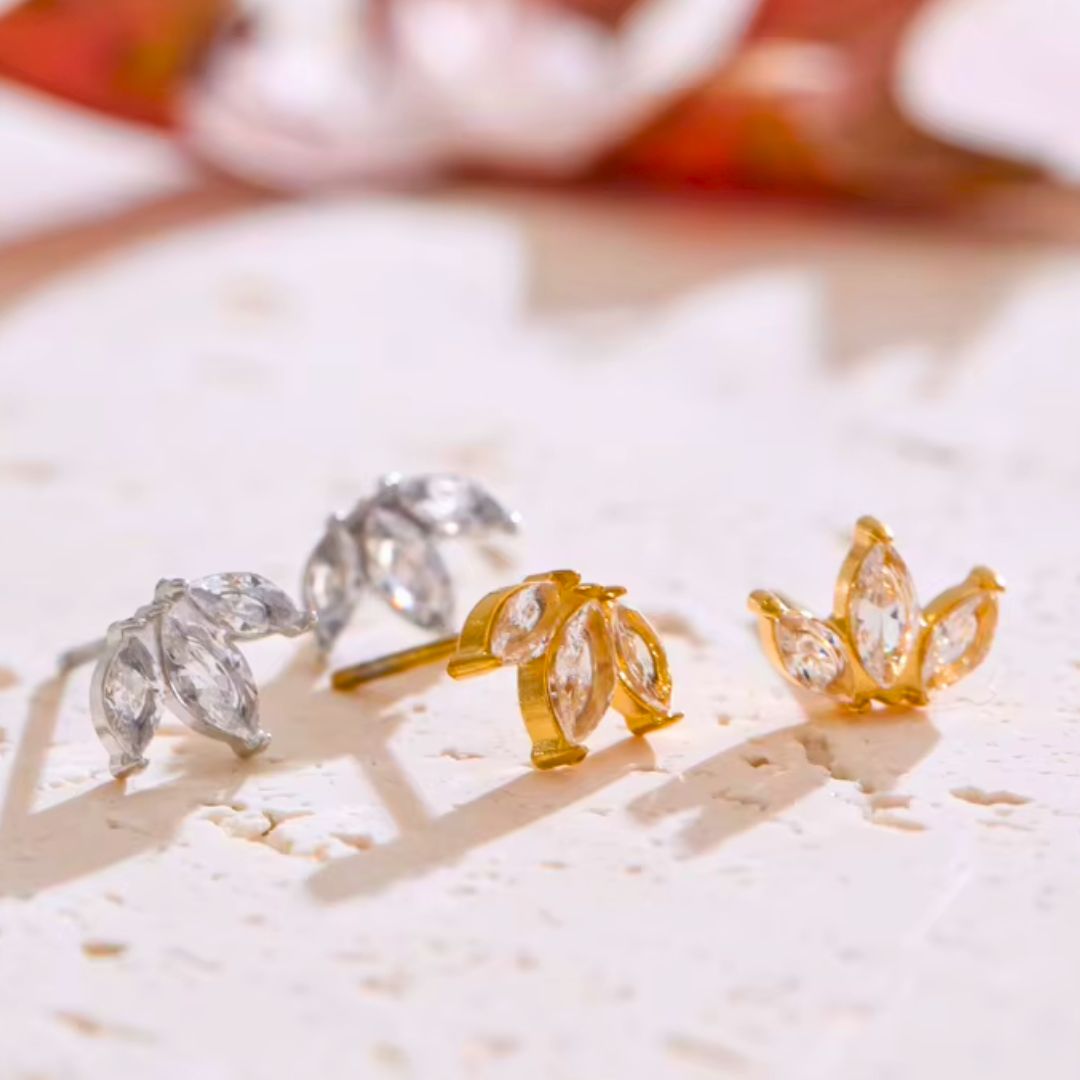 Lotus Stud Premium Earrings - 18K Gold Plated