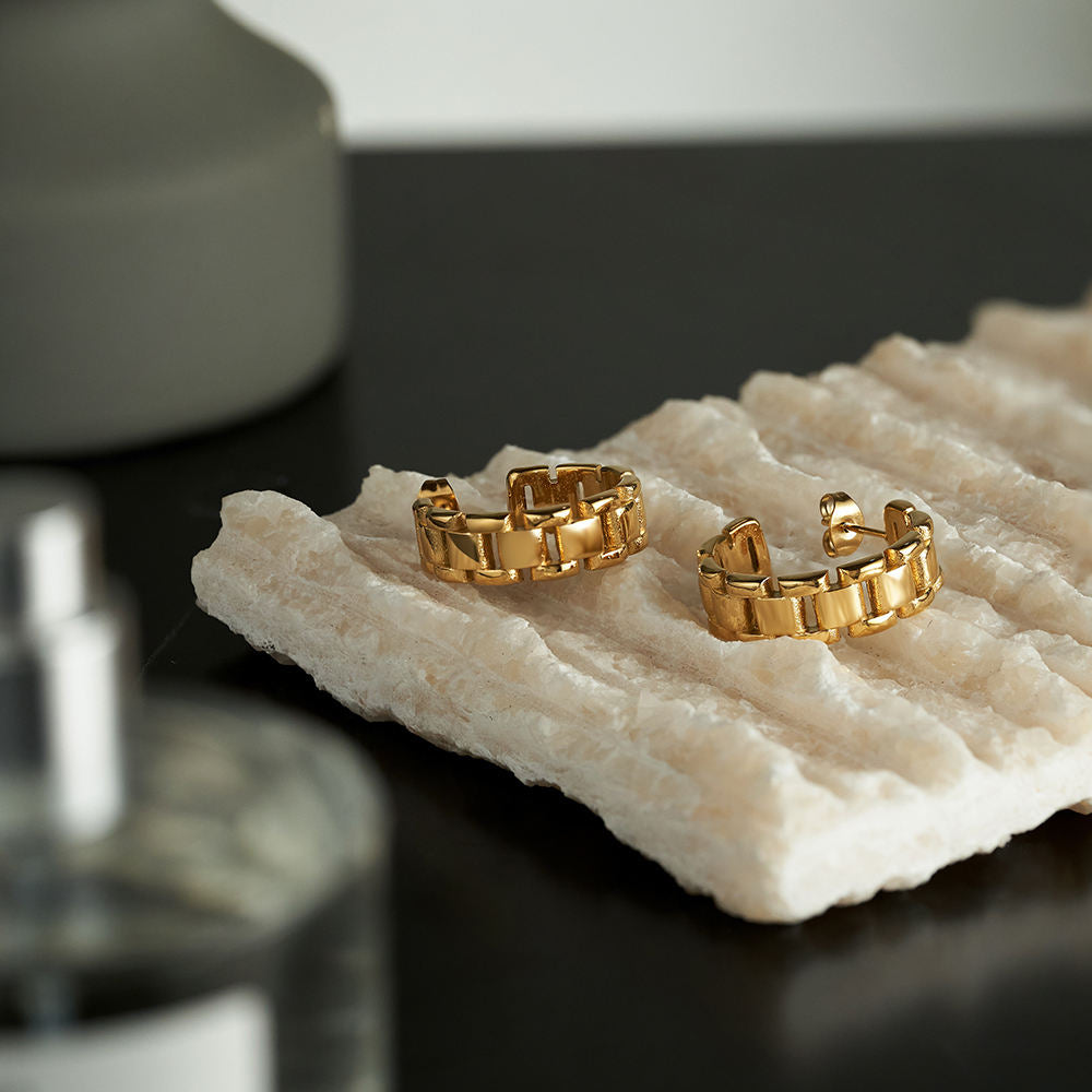 Link Designer Premium Earrings - 18K Gold Plated