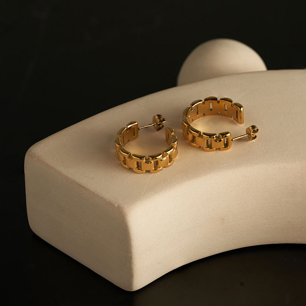 Link Designer Premium Earrings - 18K Gold Plated