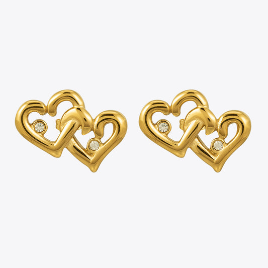Two Hearts Designer Premium Earrings - 18K Gold Plated