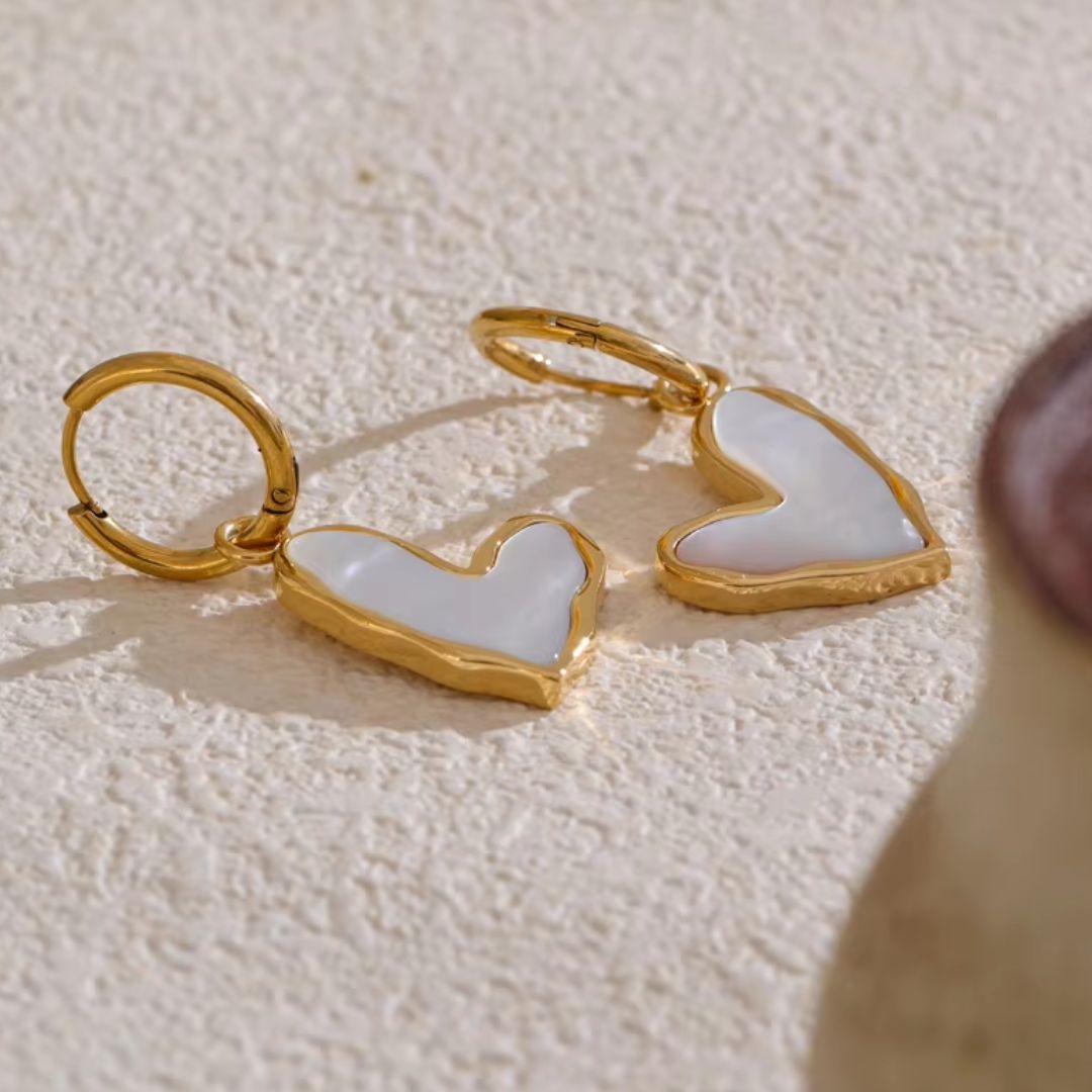 Aurora Heart Huggie Premium Earrings - 18K Gold Plated