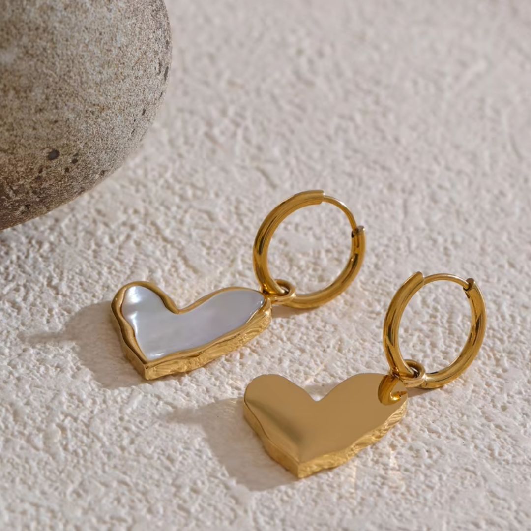 Aurora Heart Huggie Premium Earrings - 18K Gold Plated