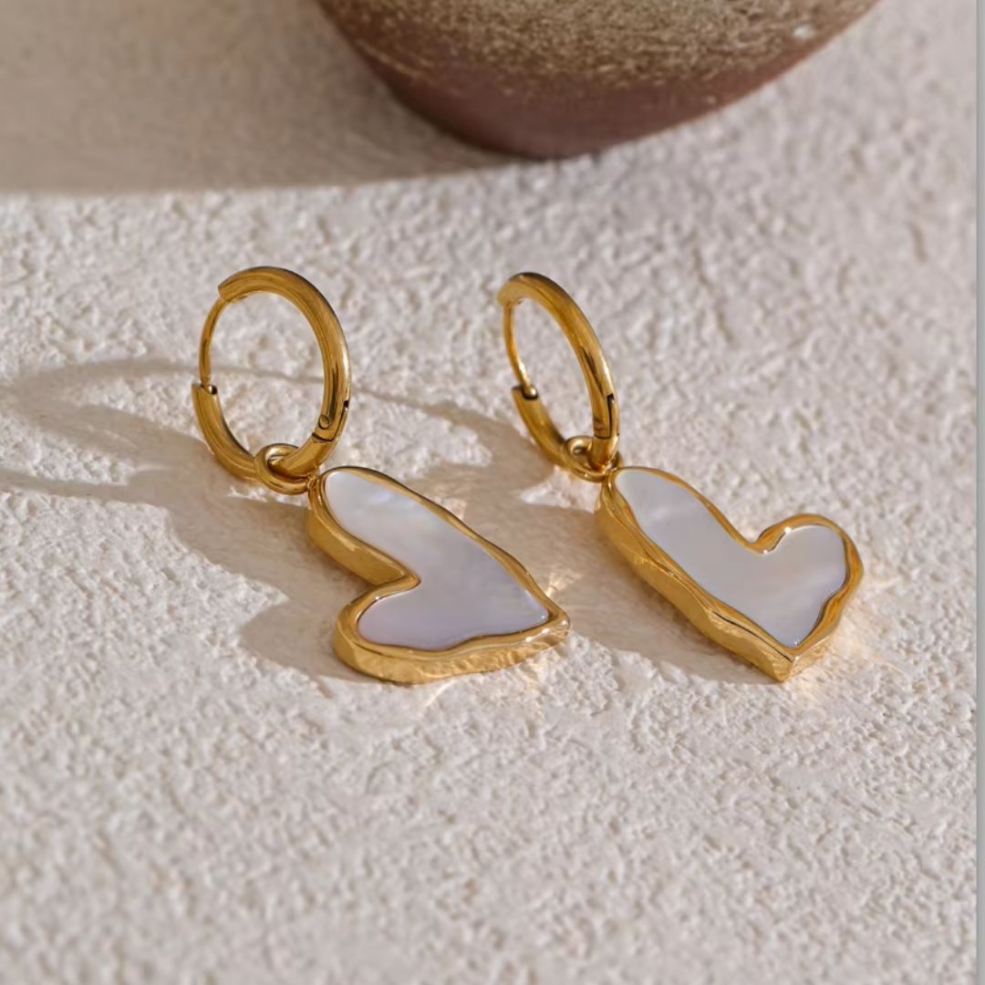 Aurora Heart Huggie Premium Earrings - 18K Gold Plated