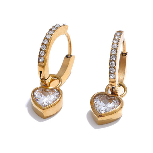 Shimmering Heart Huggie Premium Earrings - 18K Gold Plated