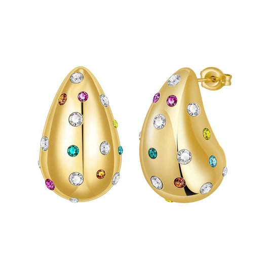 Crystal Drop Designer Premium Earrings - 18K Gold Plated