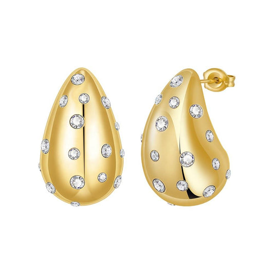 Crystal Drop Designer Premium Earrings - 18K Gold Plated