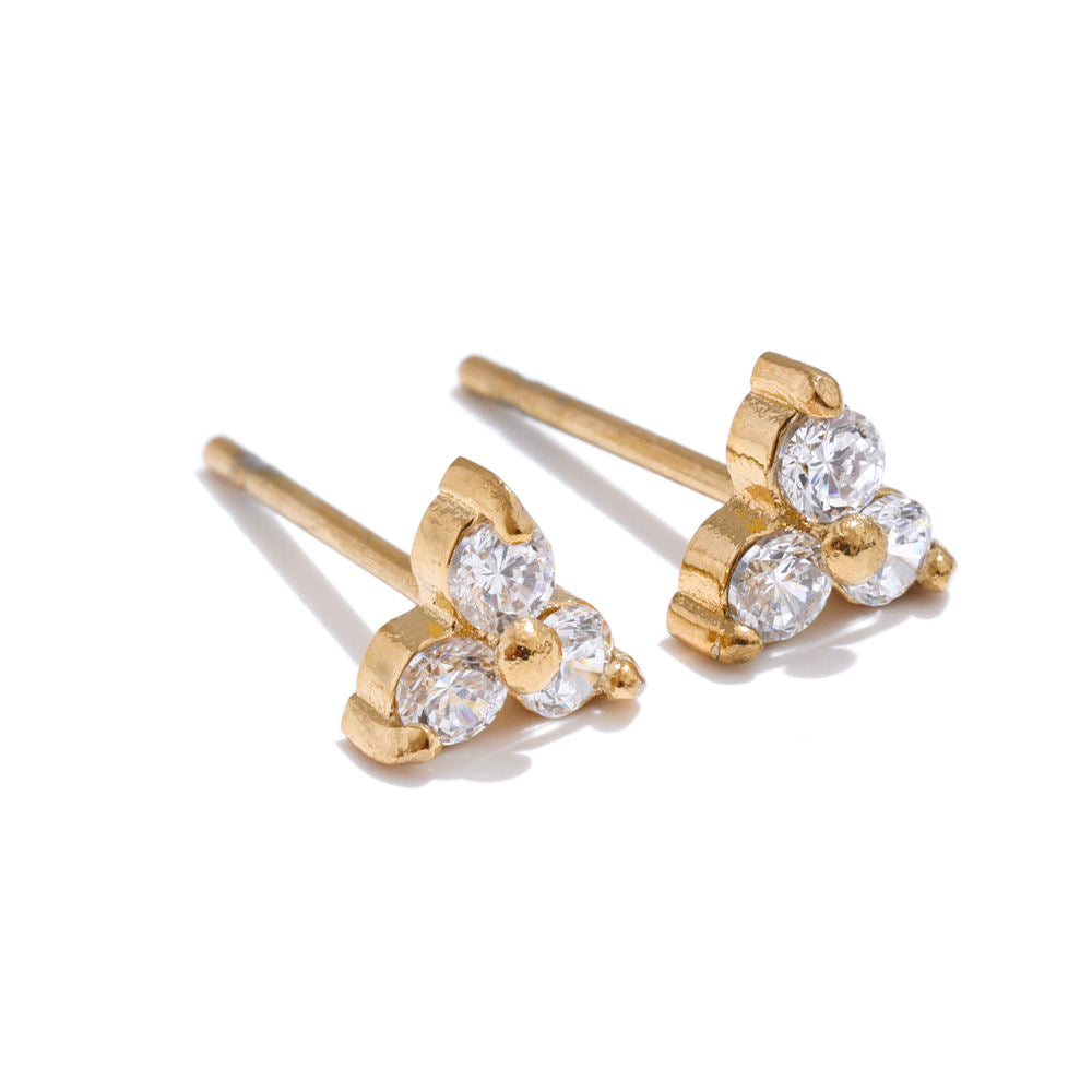 Trinity Stud Premium Earrings - 18K Gold Plated