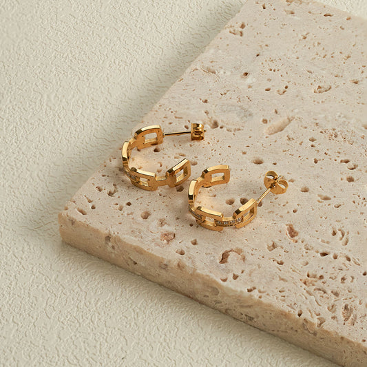Crystal Links Designer Premium Earrings - 18K Gold Plated