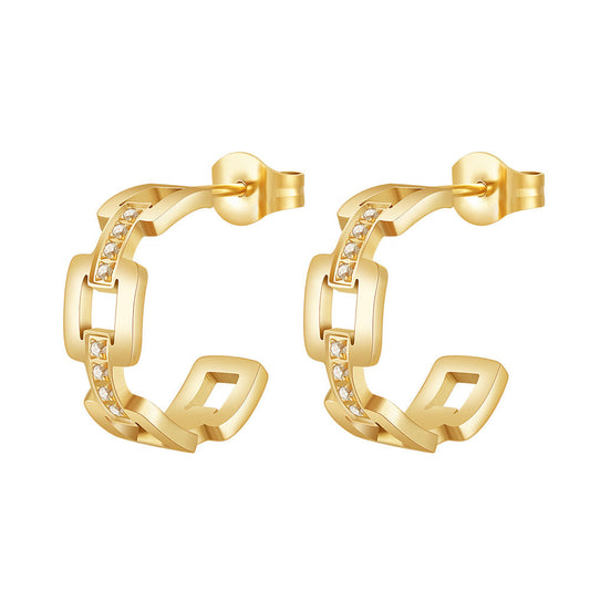 Crystal Links Designer Premium Earrings - 18K Gold Plated