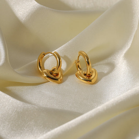 Elra Heart Hoop Premium Earrings - 18K Gold Plated