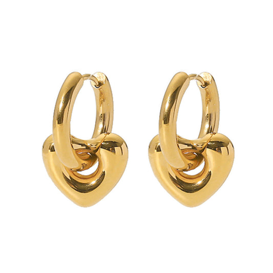 Elra Heart Hoop Premium Earrings - 18K Gold Plated