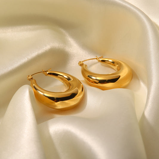 Moon Hoops Premium Earrings - 18K Gold Plated