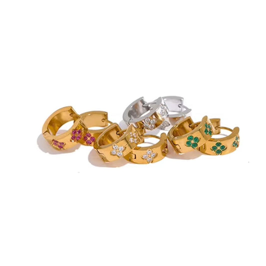 Clover Huggies  Premium Earrings - 18K Gold Plated
