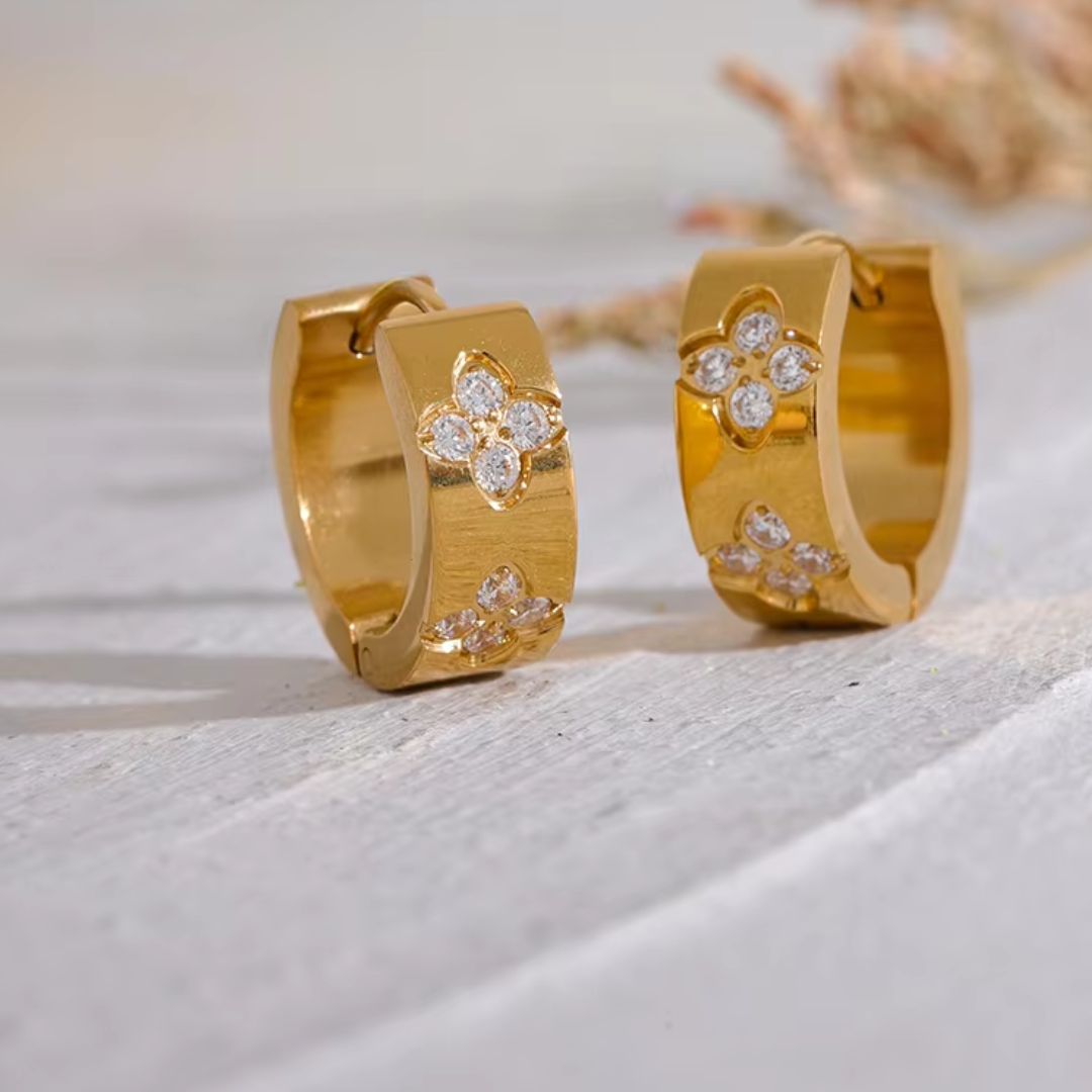Clover Huggies  Premium Earrings - 18K Gold Plated