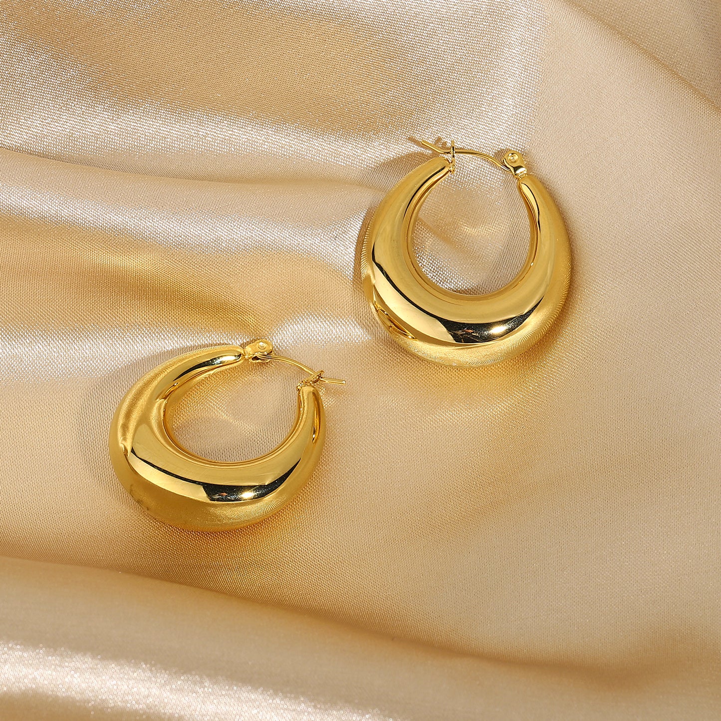 Moon Hoops Premium Earrings - 18K Gold Plated