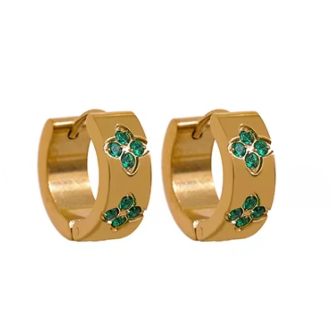 Clover Huggies  Premium Earrings - 18K Gold Plated